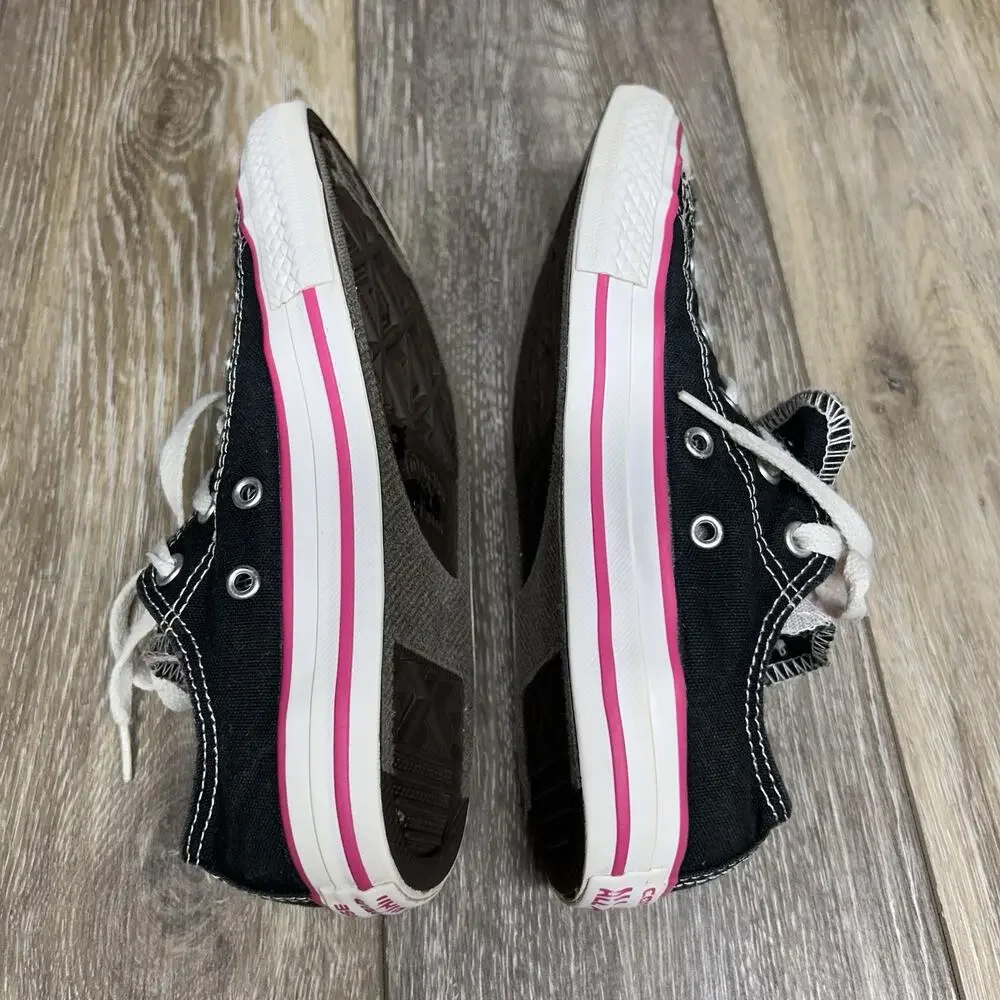 Converse Chuck Taylor All Star Youth US Size 2 Black Pink Sneaker Shoes 654365F